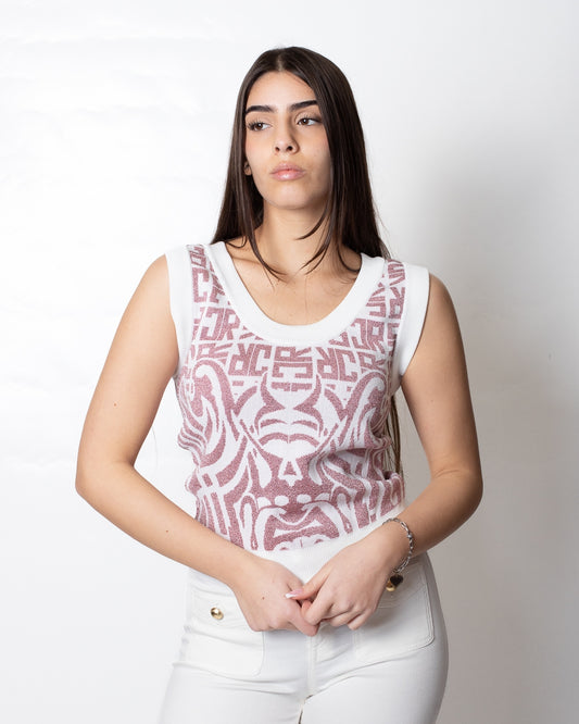 Gilet John Richmond in maglia con logo all-over donna