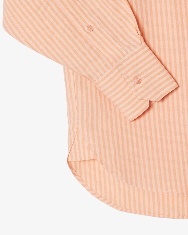 Camicia Lacoste oversize a strisce in misto lino donna