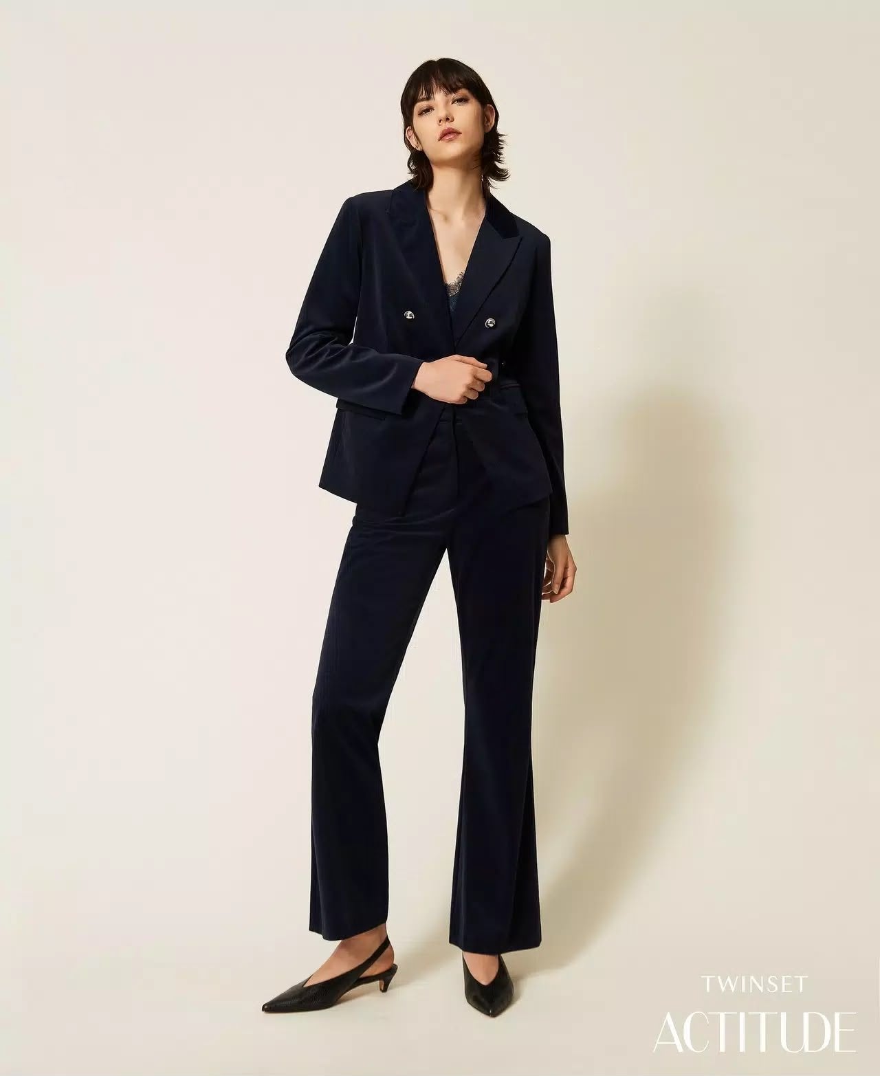 Pantalone Twinset Actitude flare in velluto donna