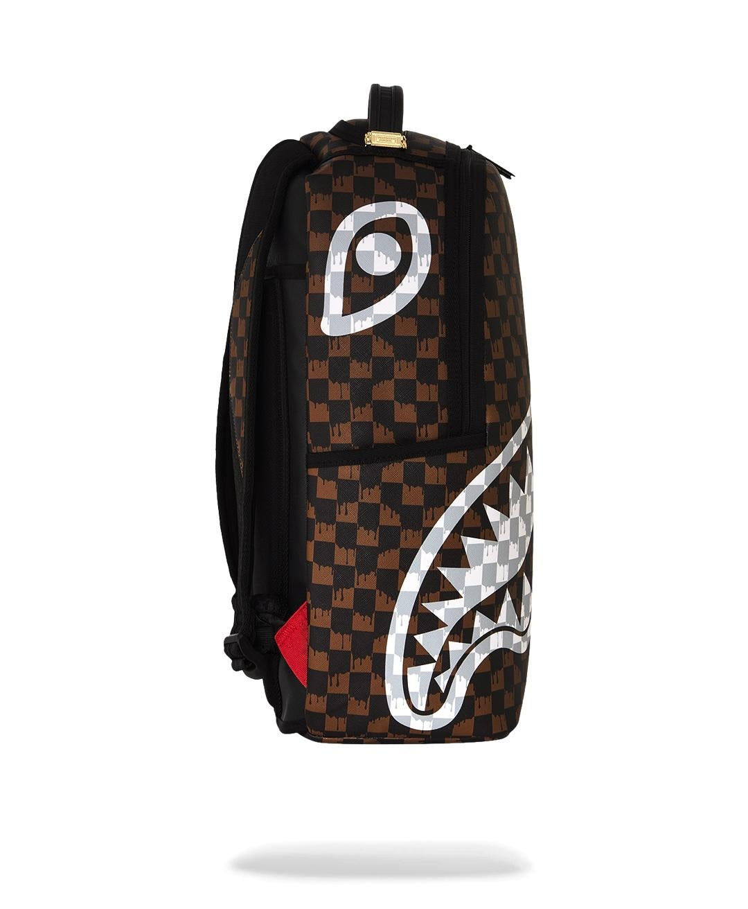 Zaino Sprayground marrone BROWN AND CREAM DRIP CHECK SHARK BACKPACK 