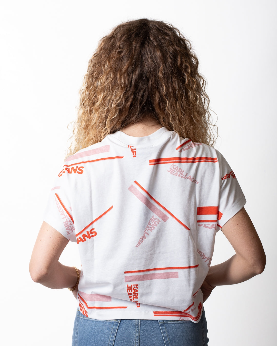 T-Shirt Karl Lagerfeld Jeans "Striped Logo" all-over donna