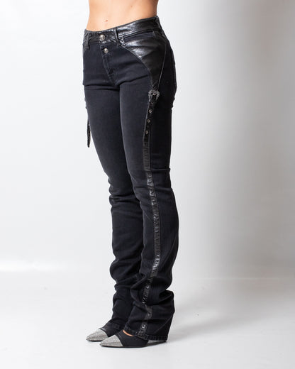 Jeans Versace Jeans Couture slim con dettagli in pelle donna