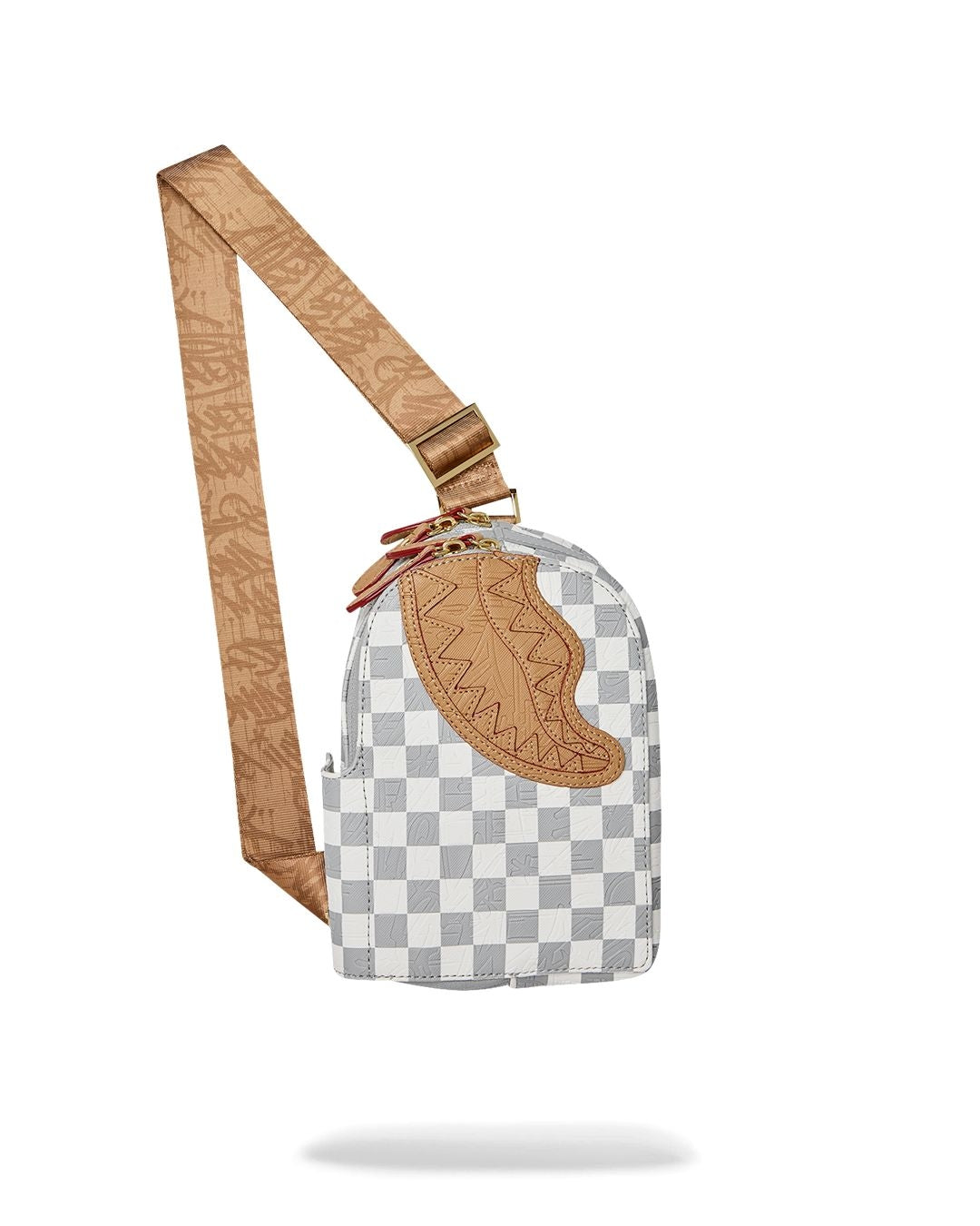 Tracolla Sprayground bianco EMBOSSED CREAM CHECK BACKPACK SLING 