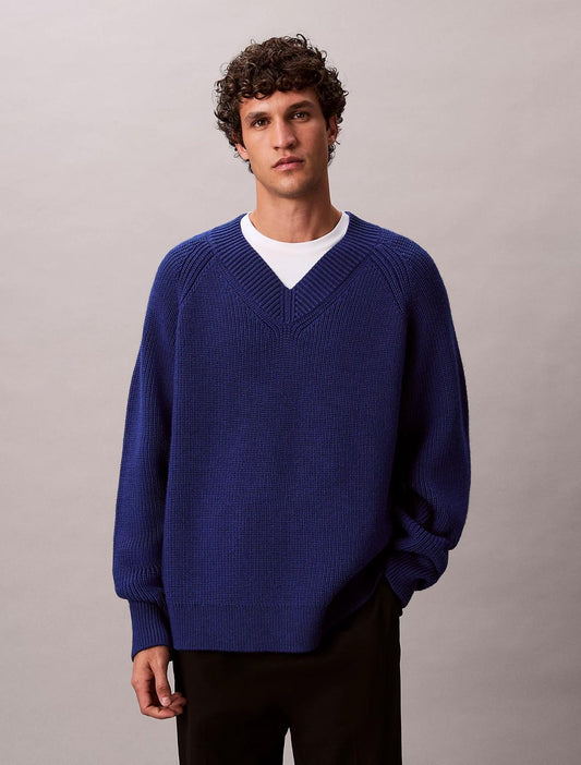Maglia Calvin Klein in misto lana con scollo a V uomo