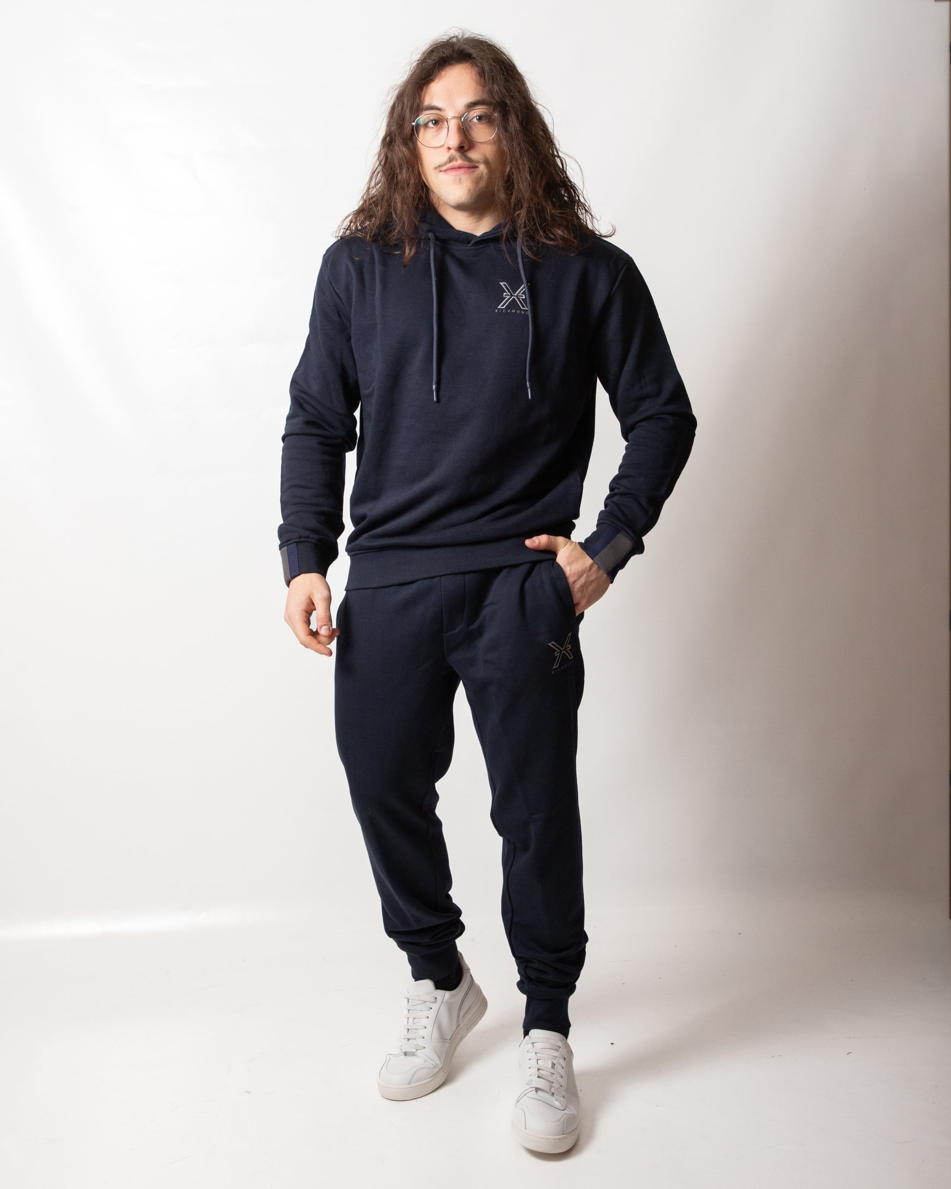 Felpa Richmond X classic con cappuccio e ricamo uomo