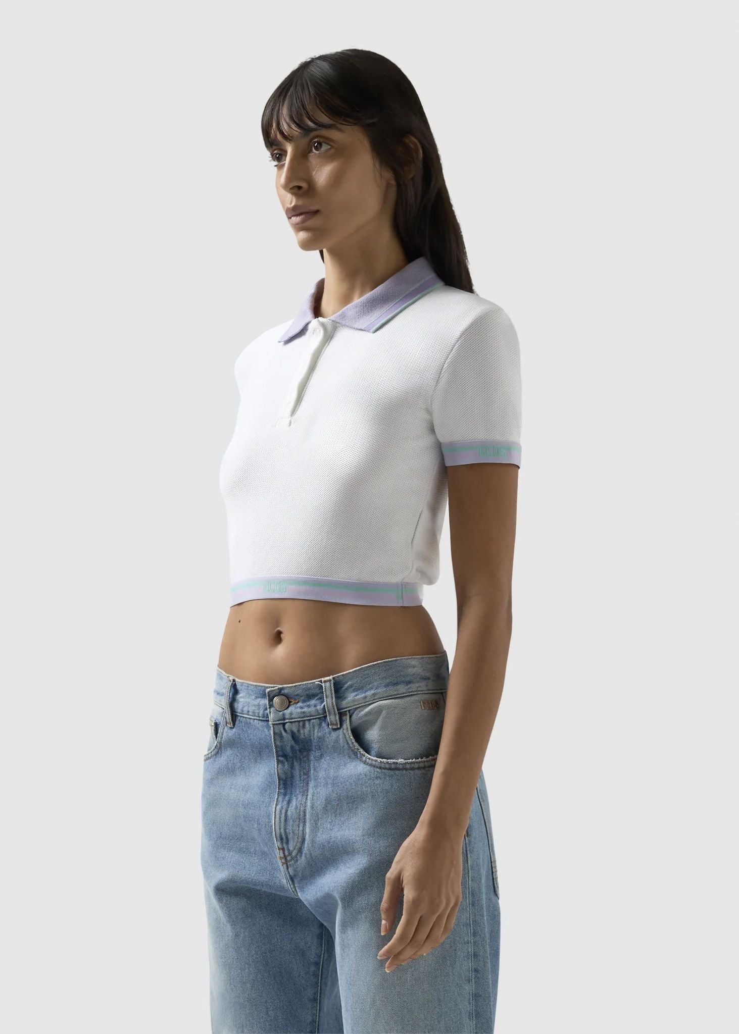 Polo GCDS Essentials cropped "Logo Tape" donna