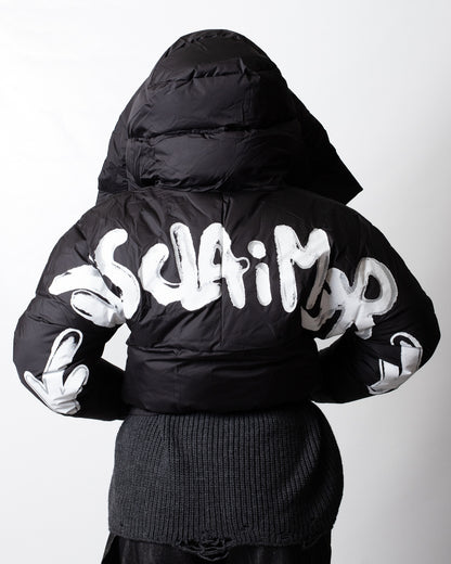 Piumino Disclaimer puffer con dettagli maculati donna