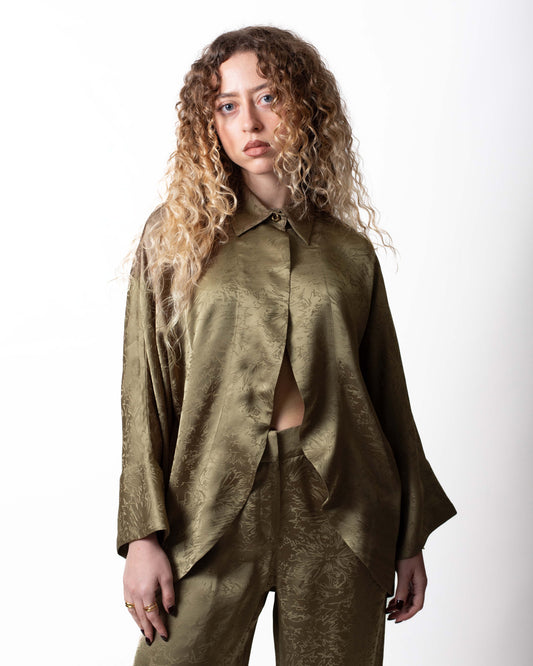 Camicia Nenette in viscosa con stampa jacquard donna
