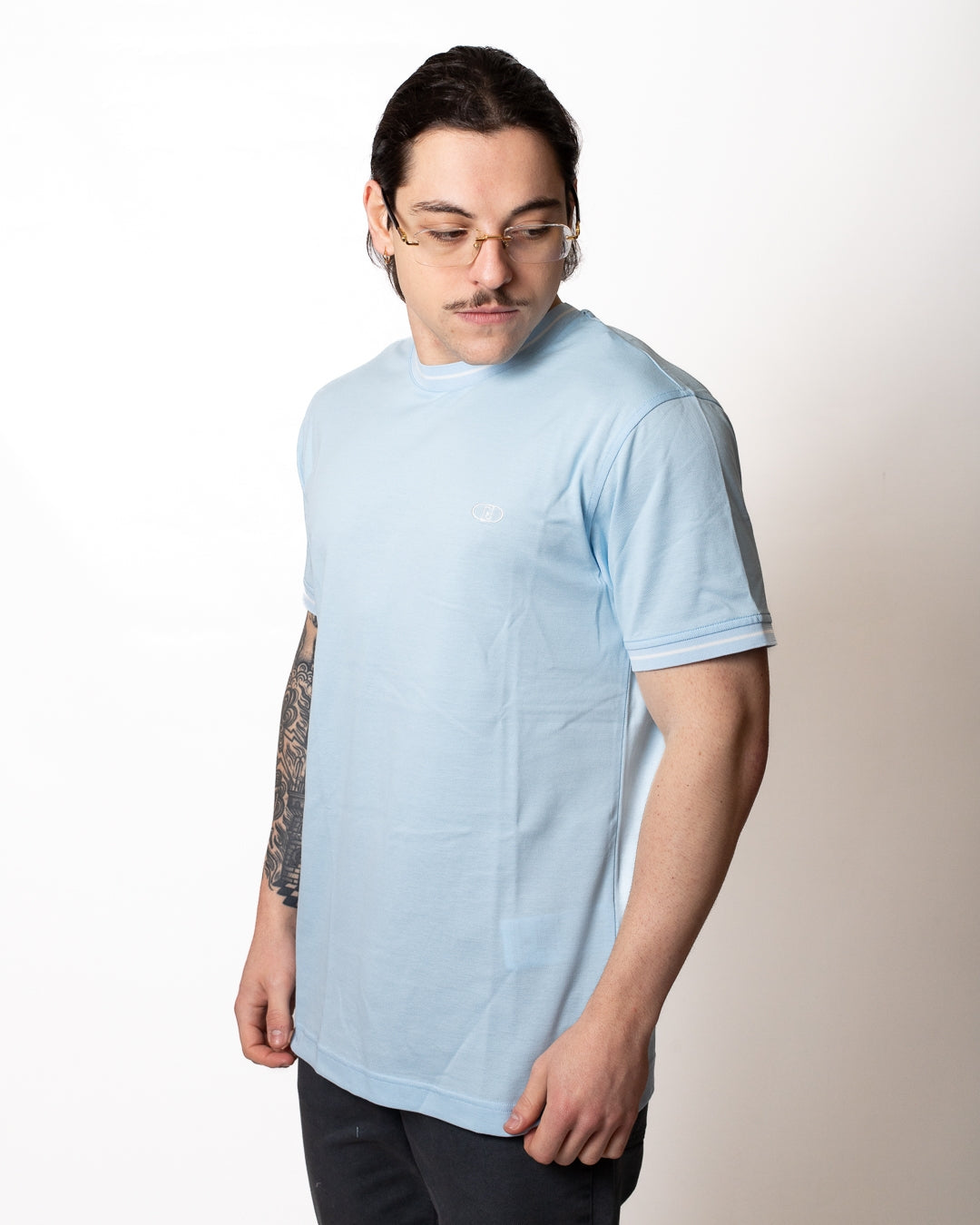 T-Shirt Liu Jo in misto seta con bordi a contrasto uomo