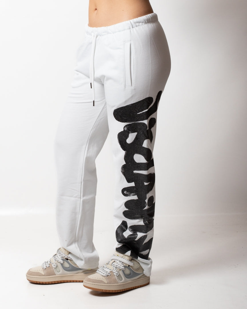 Pantalone Disclaimer in felpa con logo glitter donna