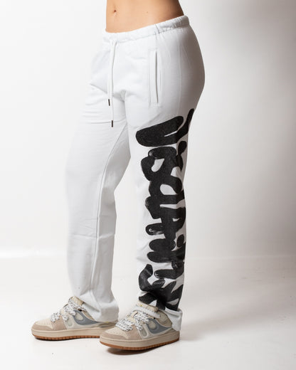 Pantalone Disclaimer in felpa con logo glitter donna