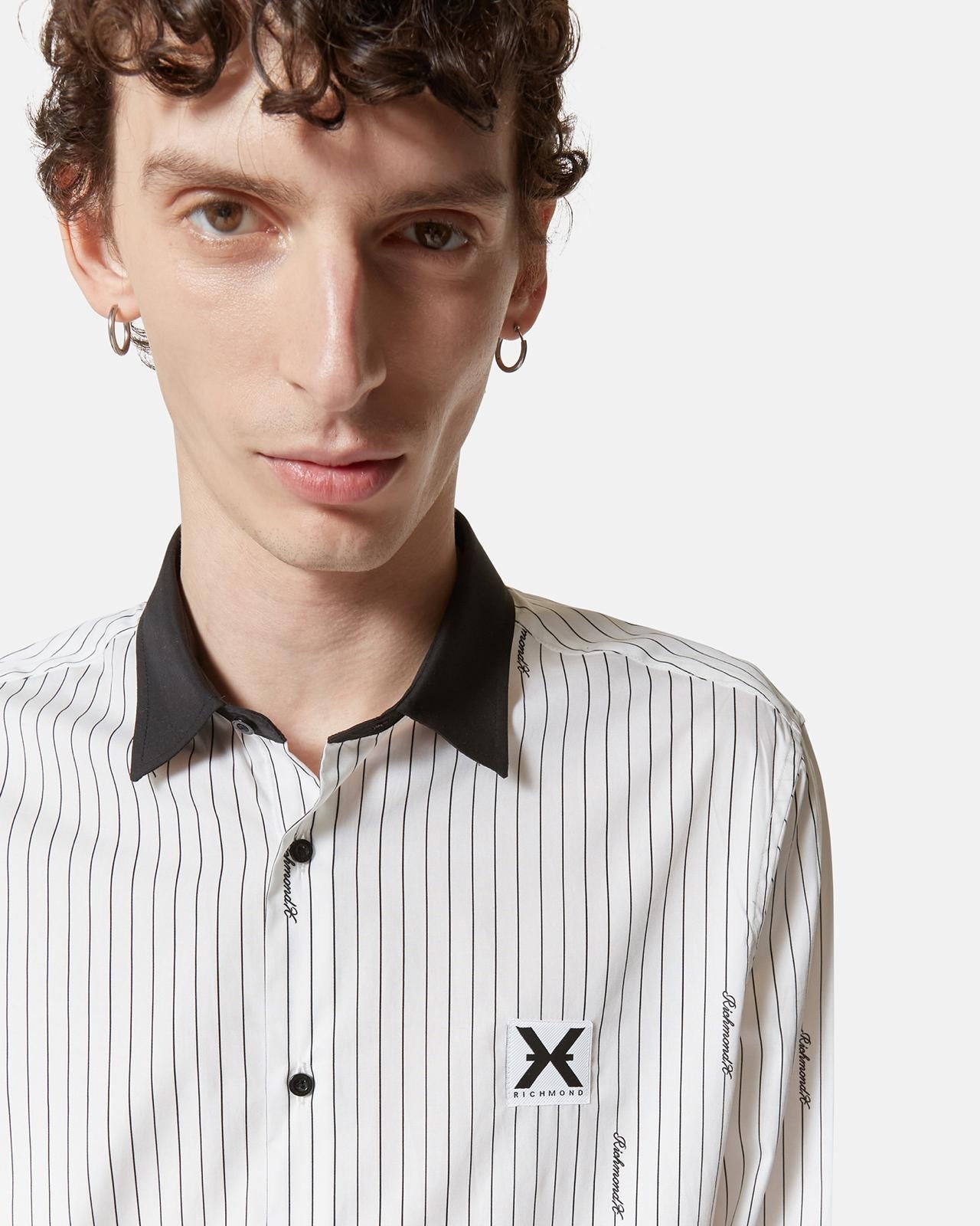 Camicia Richmond X a strisce con logo all-over uomo