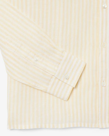 Camicia Lacoste regular in lino a strisce uomo