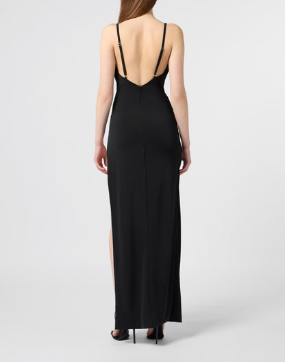 Abito Philipp Plein "Long Dress Signature" con dettaglio gioiello