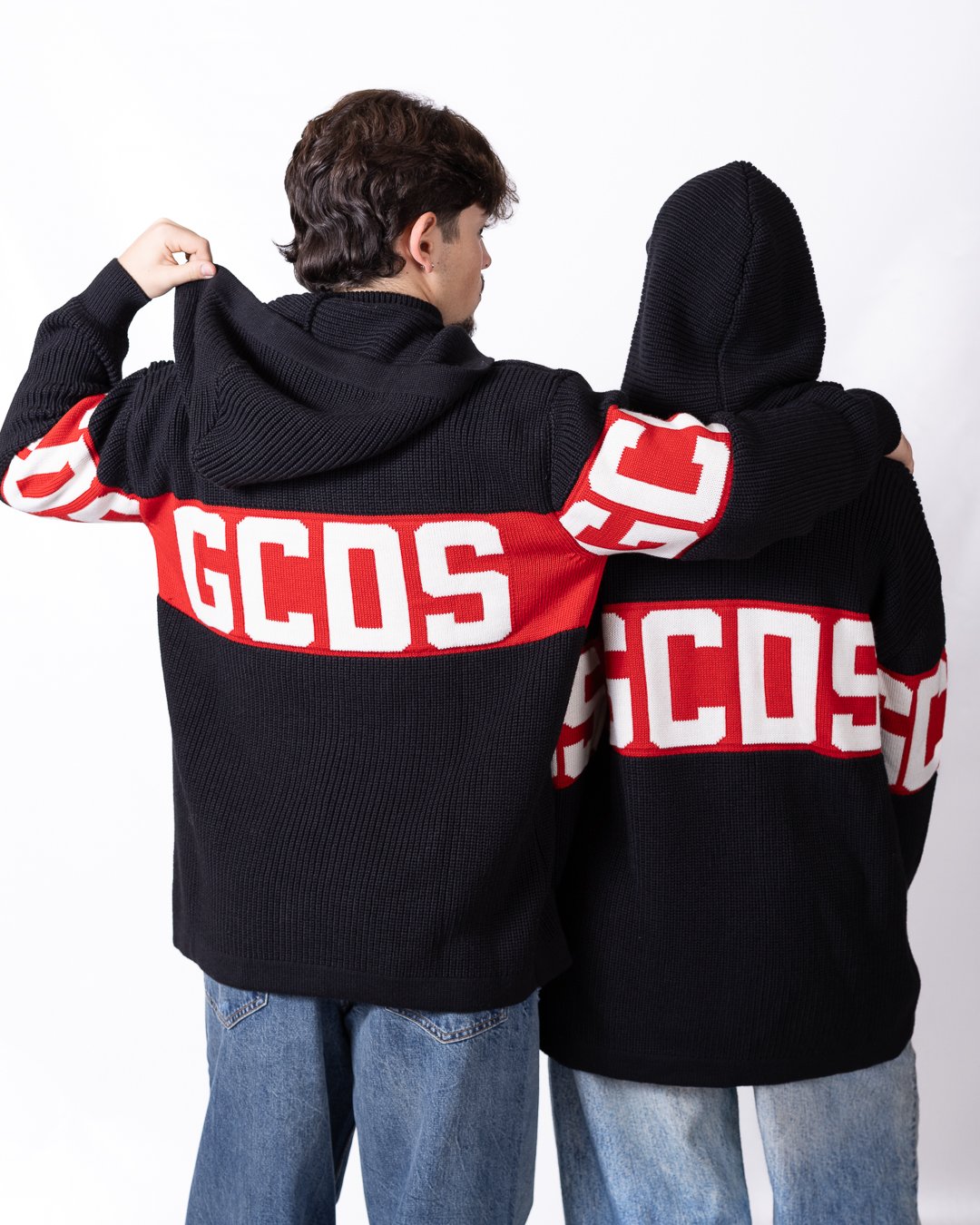 Cardigan GCDS in lana "BAND LOGO" con cappuccio removibile
