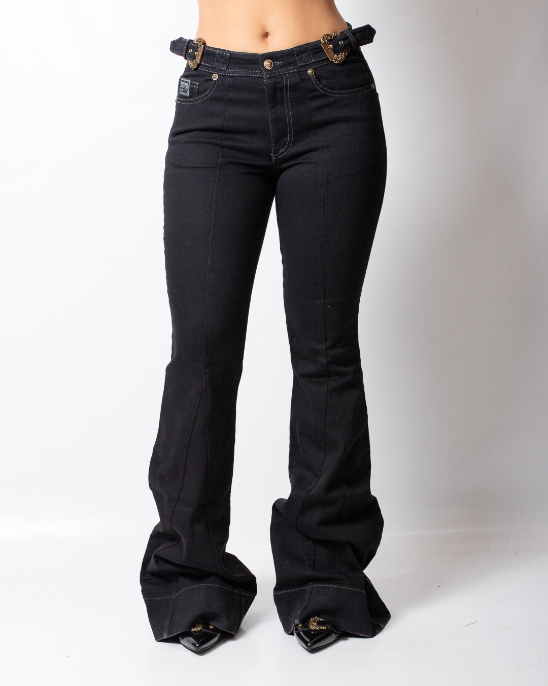 Jeans Versace Jeans Couture a zampa con fibbie donna