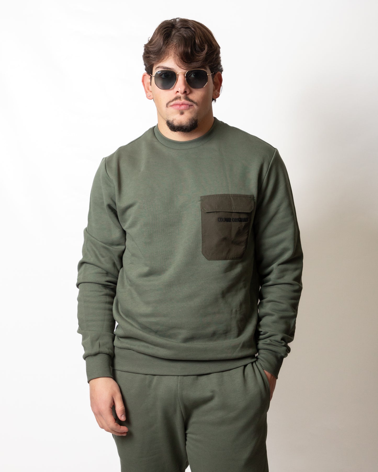 Felpa Colmar girocollo con tasca in nylon uomo