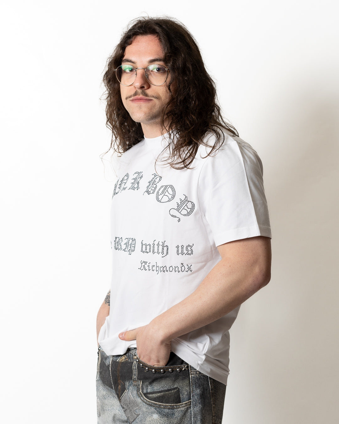  T-Shirt Richmond X logata con strass uomo