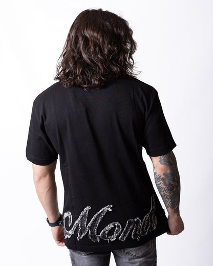 T-shirt Richmond X con logo in denim effetto taglio vivo