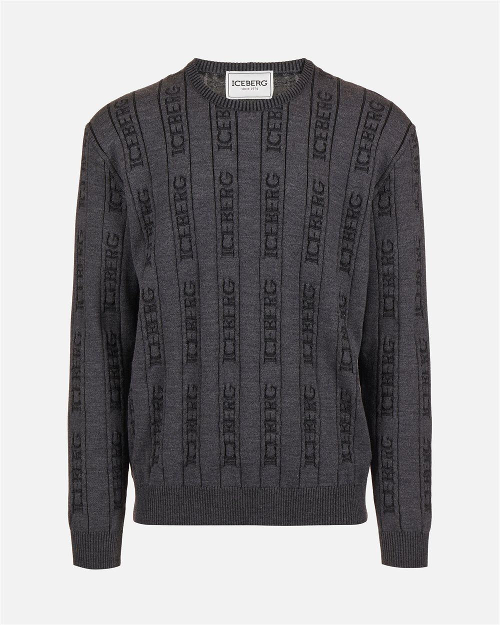 Maglia Iceberg girocollo logata jacquard all-over uomo