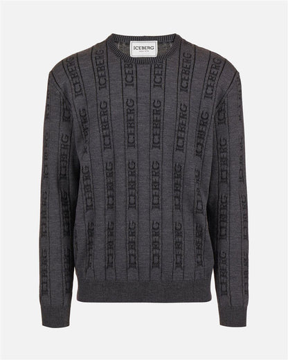 Maglia Iceberg girocollo logata jacquard all-over uomo