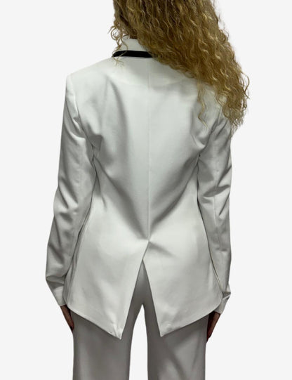 Tailleur Silvian Heach bianco con contorno collo a contrasto donna