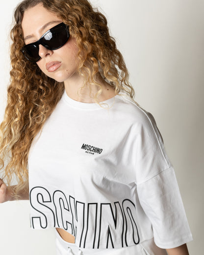 T-Shirt Moschino Active cropped logata donna