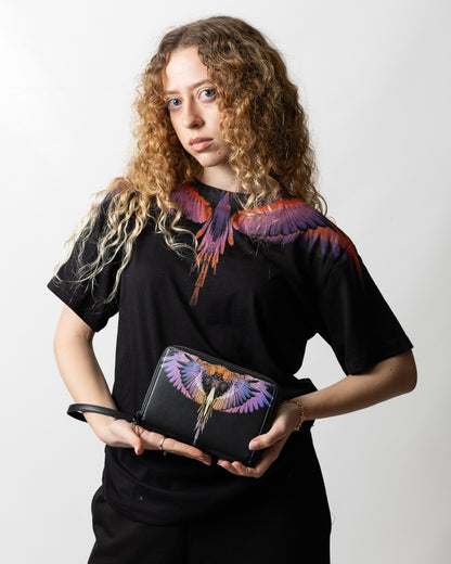 Pochette Marcelo Burlon in ecopelle "Icon Wings Orange" logato