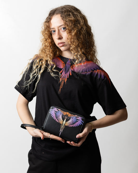 Pochette Marcelo Burlon in ecopelle "Icon Wings Orange" logato