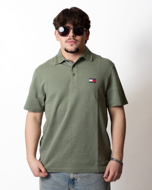 Polo Tommy Jeans con ricamo ed etichetta uomo