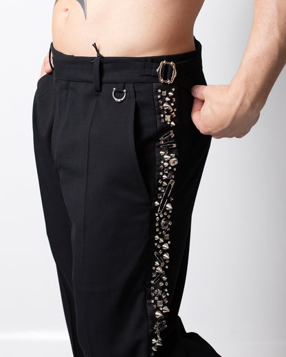 Pantalone John Richmond con borchie, graffette e strass uomo