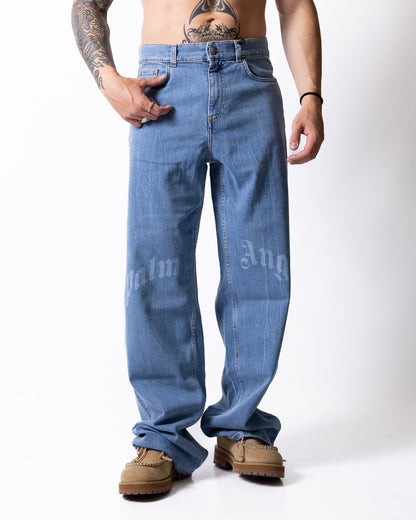 Jeans Palm Angels logo stampato 