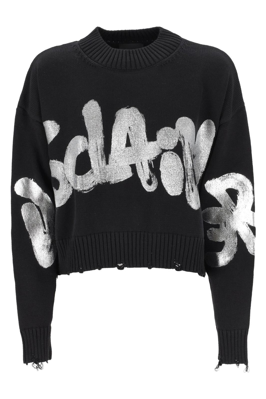 Maglia Disclaimer girocollo cropped con stampa donna