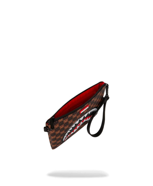 Pochette Sprayground marrone  SHARKS IN PARIS WTF BUBBLE BROWN CHECK CROSSOVER CLUTCH con tracolla