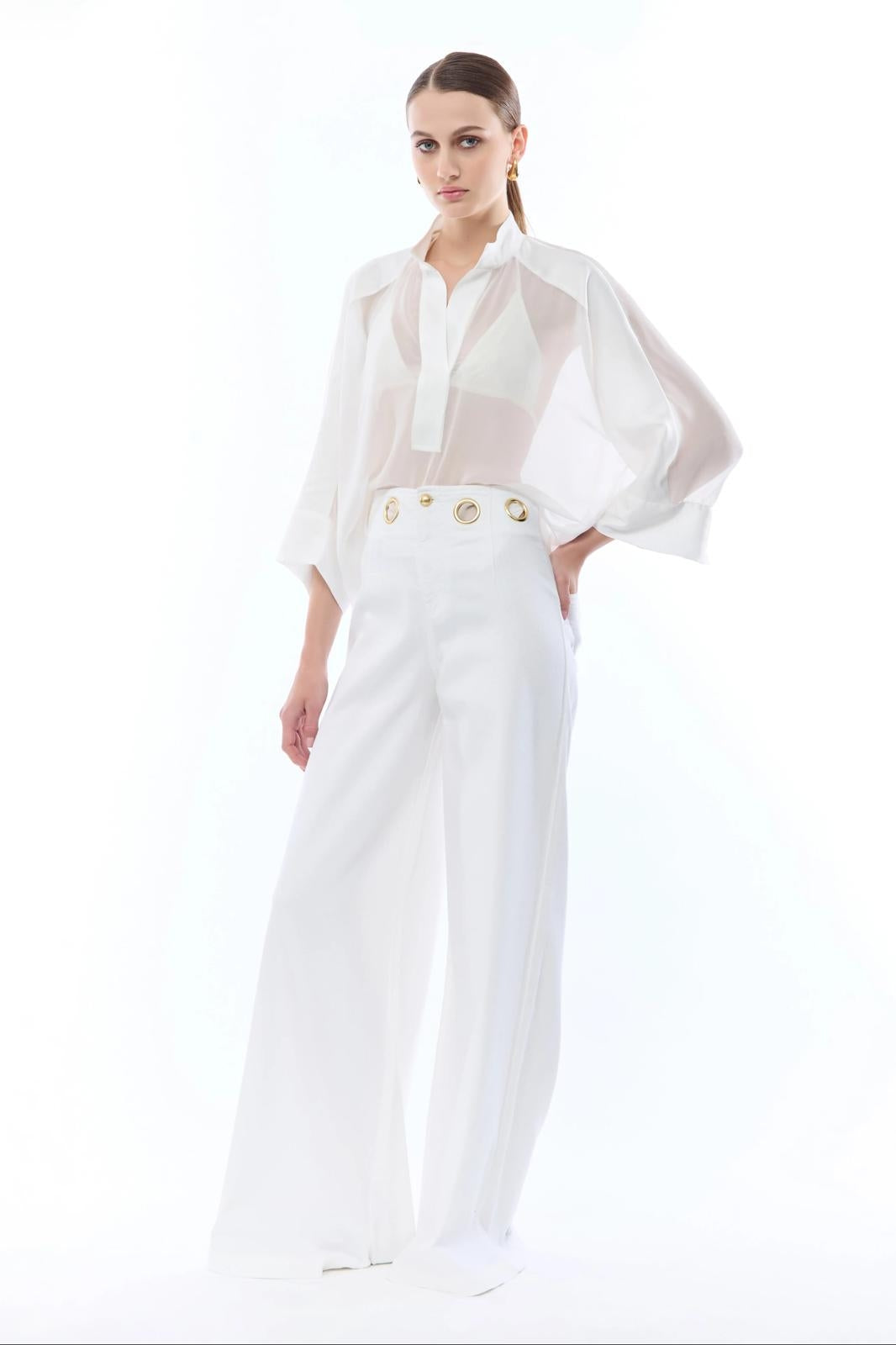 Jeans Nenette wide-leg con occhielli donna