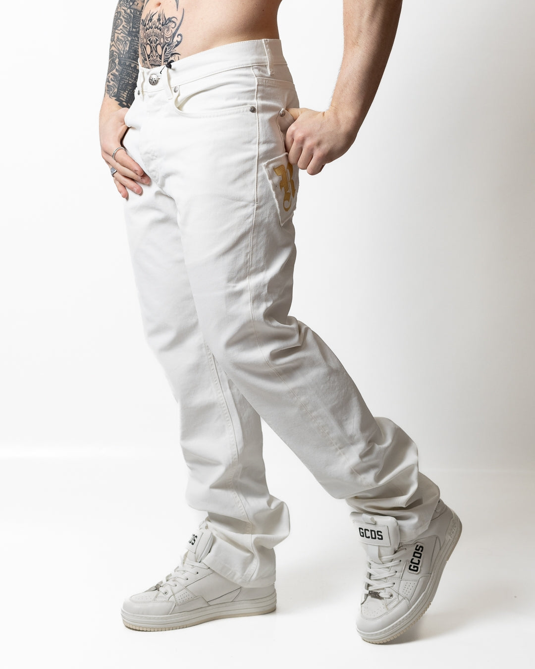 Jeans John Richmond straight con logo patch uomo