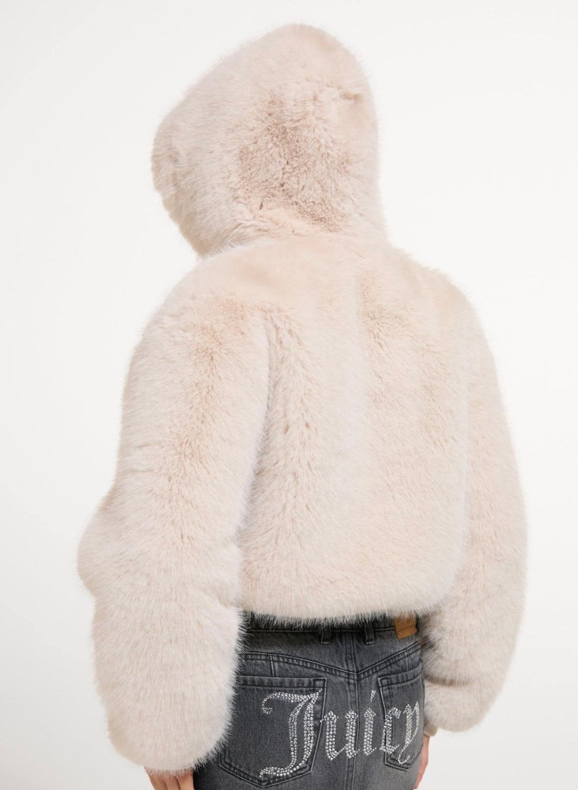 Eco pelliccia Juicy Couture con cappuccio e pompon