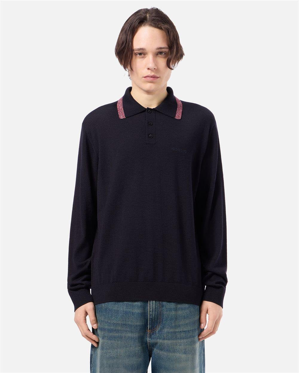 Maglia polo Iceberg in lana con logo ricamato