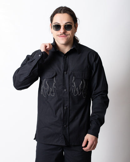 Camicia Vision of Super con tasche e fiamme uomo