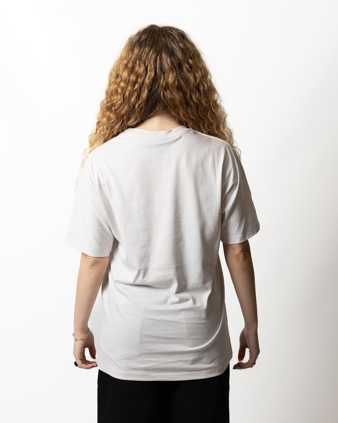 T-Shirt Disclaimer con stampa e strass donna