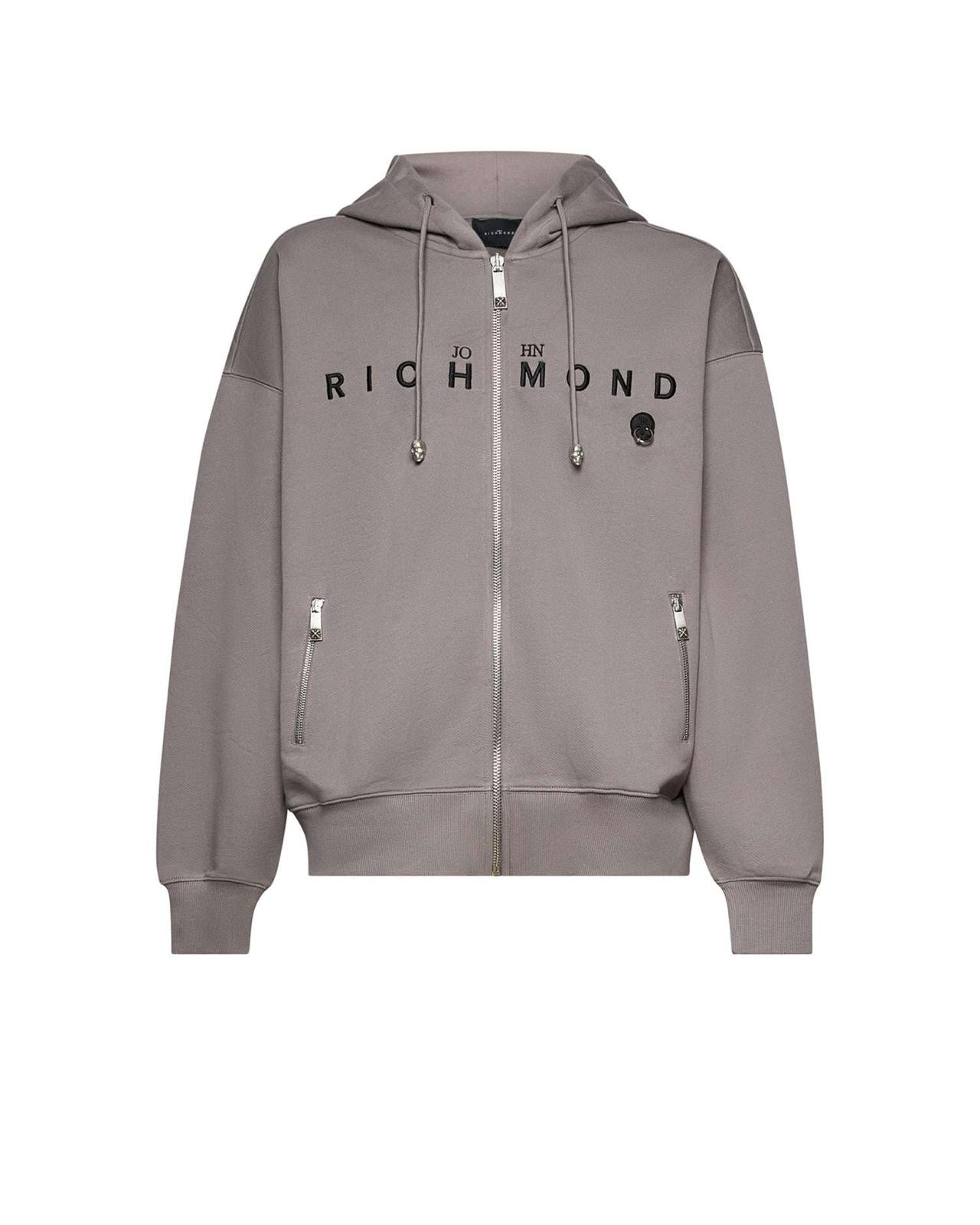 Felpa John Richmond fullzip con cappuccio "Piercing" uomo