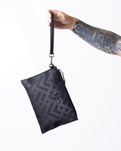 Pochette John Richmond in tessuto con logo all-over "JR"