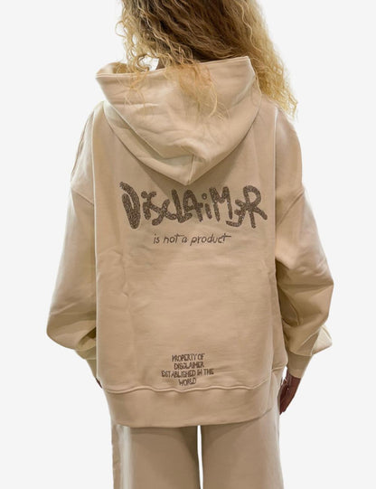 Felpa Disclaimer con cappuccio e logo in strass donna