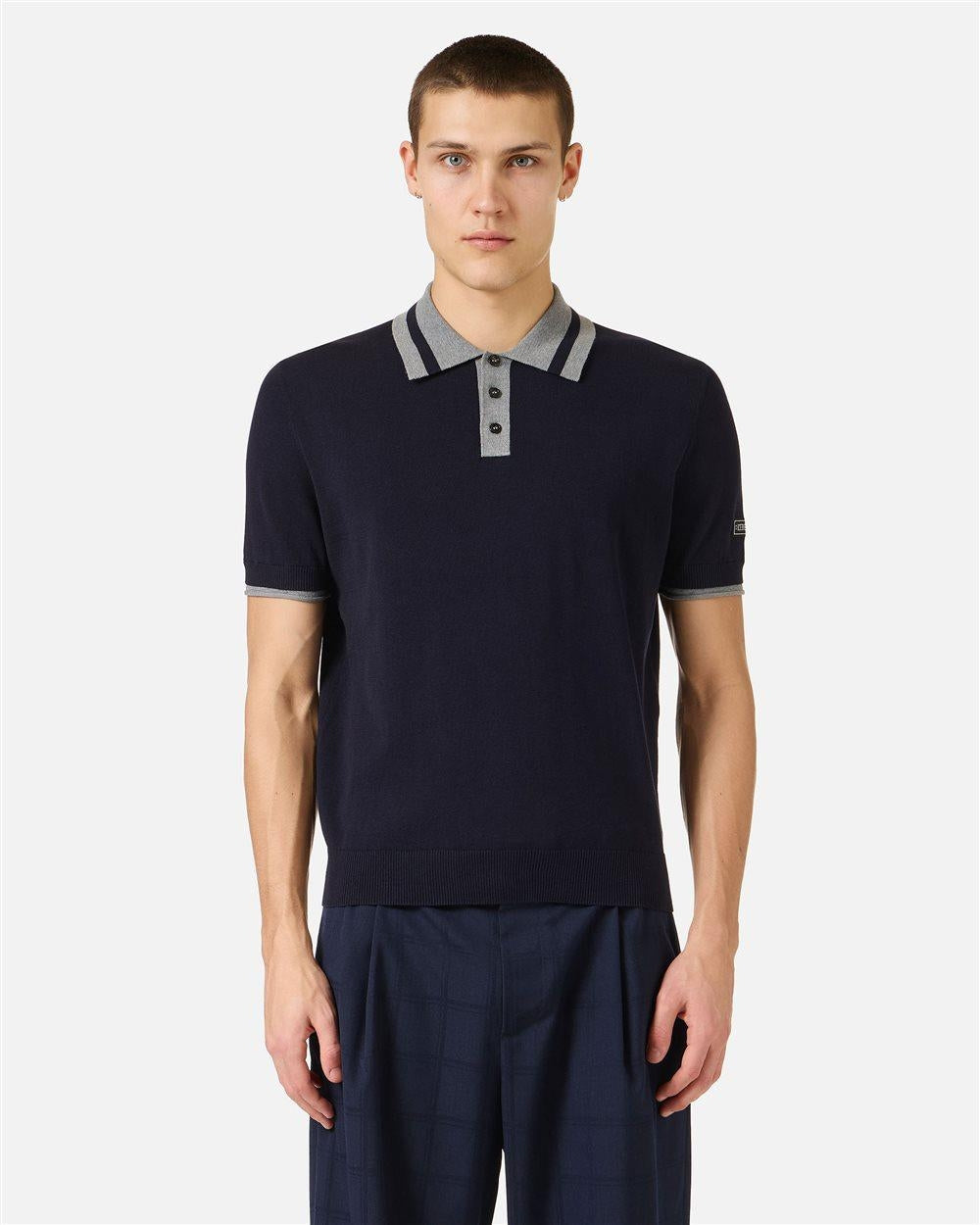 Polo Iceberg in maglia di cotone con colletto a contrasto