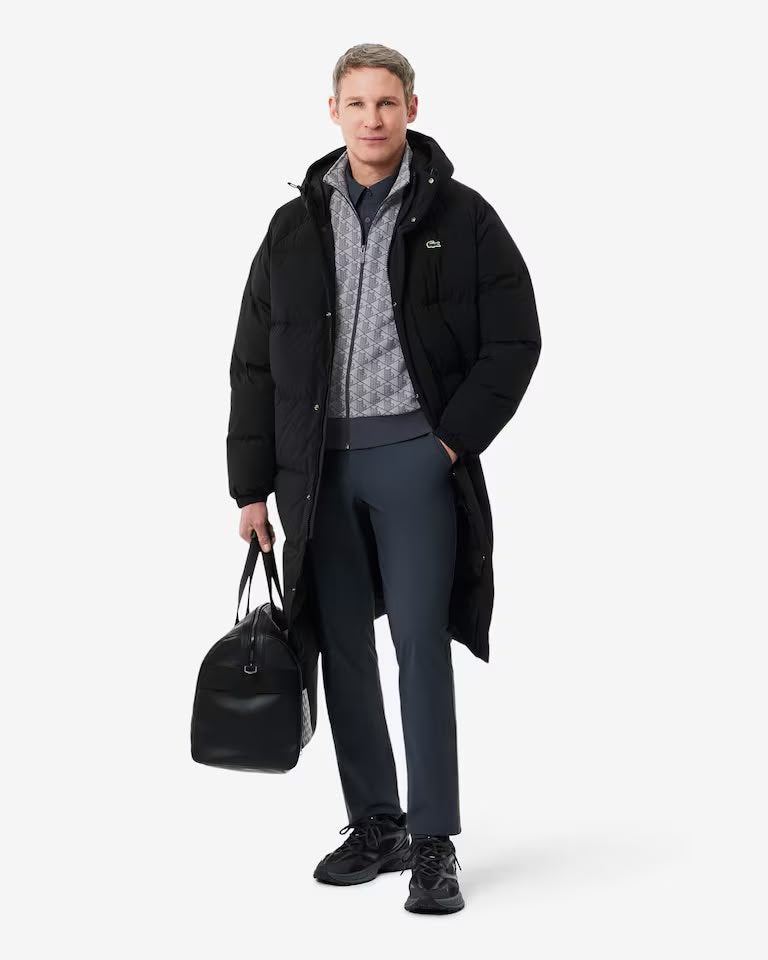 Felpa Lacoste con zip logata allover uomo