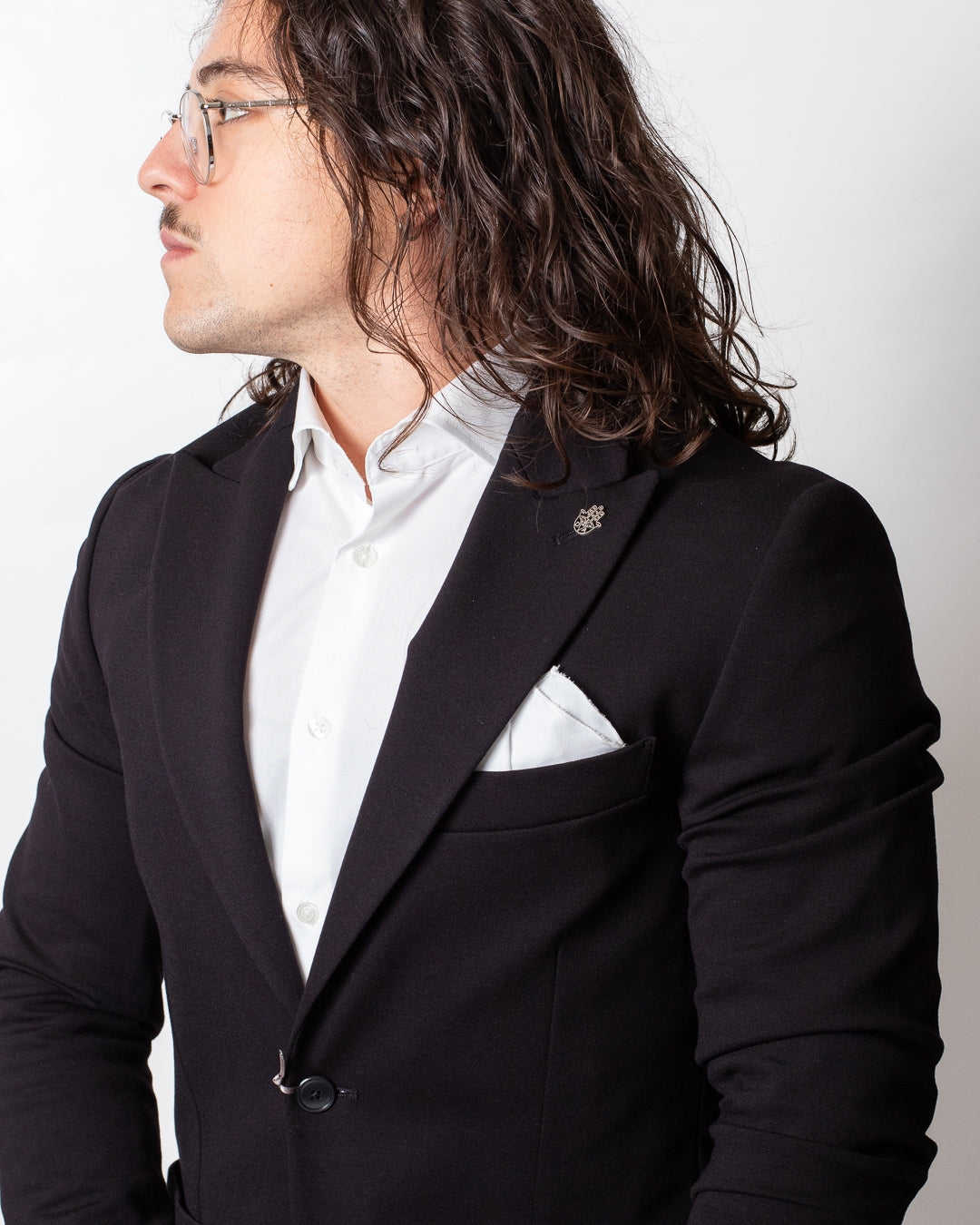 Giacca blazer Daniele Alessandrini monopetto con spilla uomo