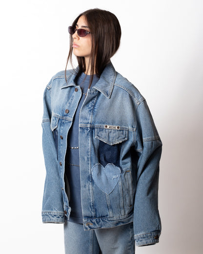 Giubbotto Moschino in denim con patch