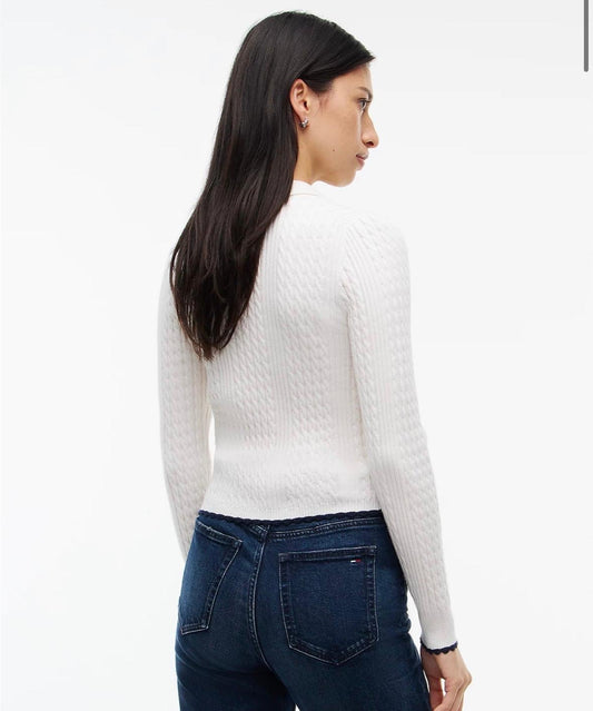 Maglia polo Tommy Jeans con trama a treccia inglese e bandierina ricamata