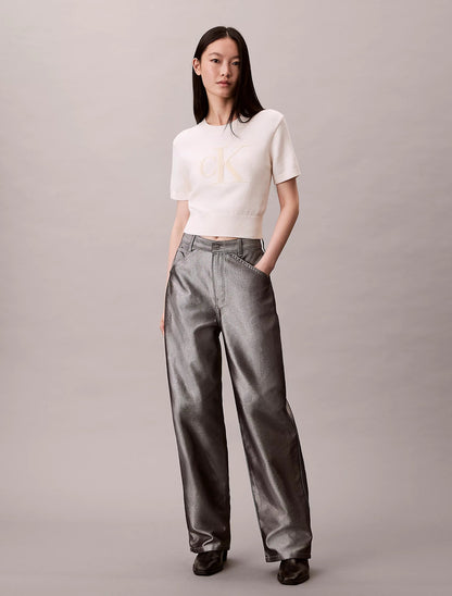 T-Shirt Calvin Klein in maglia con logo teddy donna