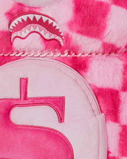 Zaino Sprayground orsetto fucsia "PINK FUR CHECK MONEYBEAR BACKPACK"